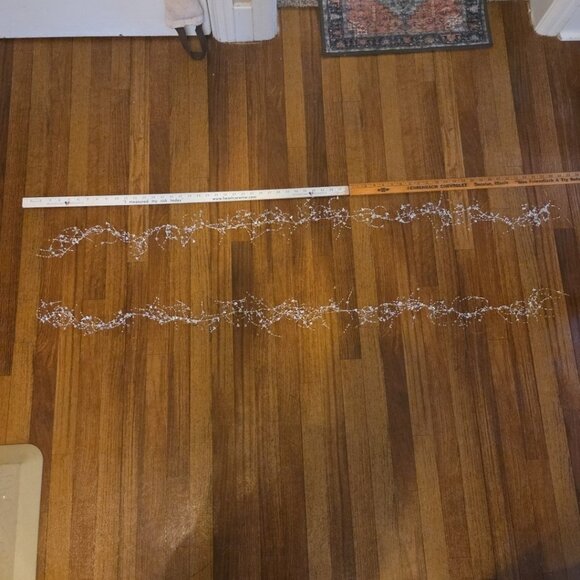 2 Strands of White Beaded Garland 8 Feet Each Christmas Tree Decor Wedding - Picture 2 of 5